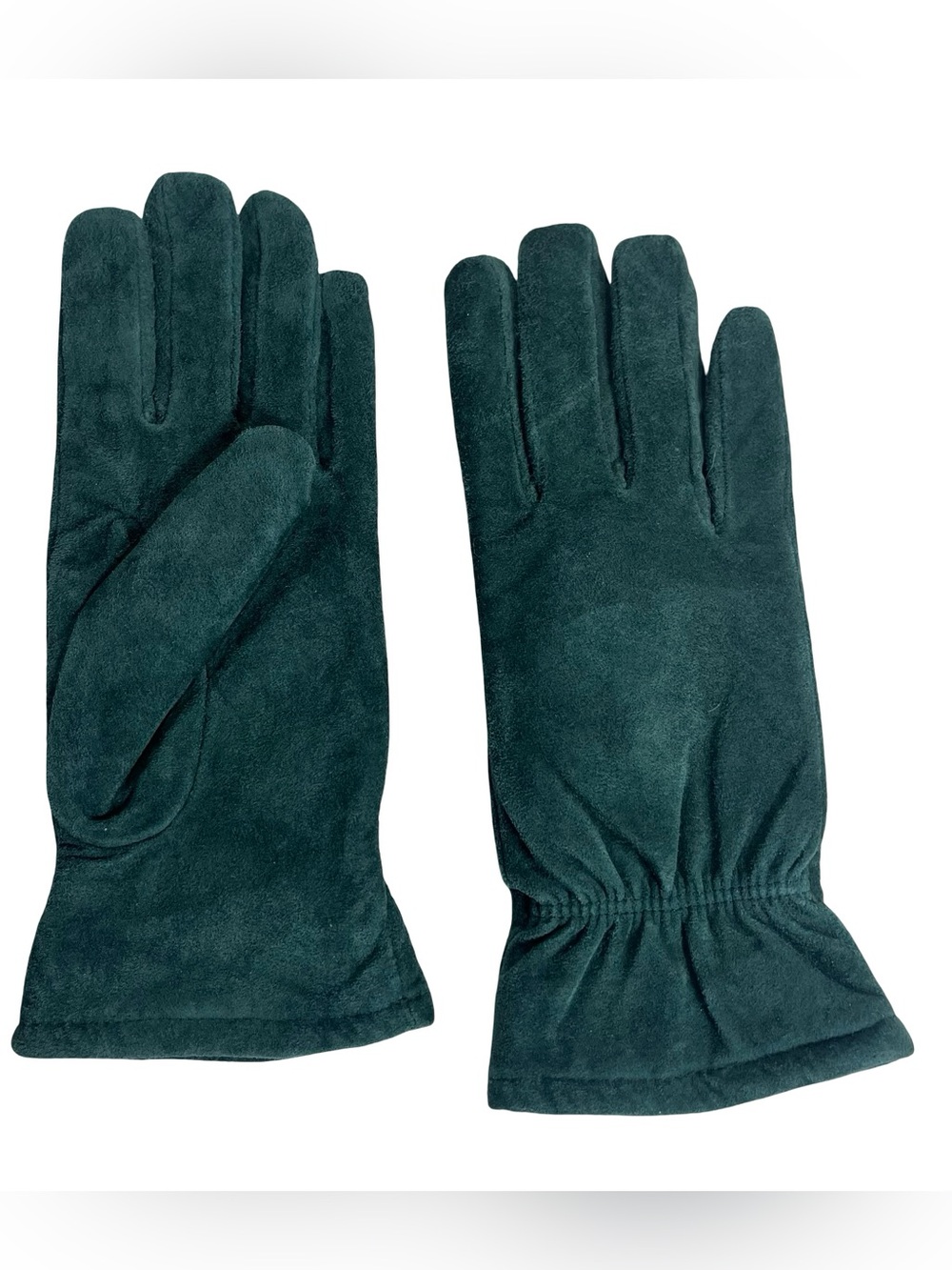 Vtg 1997 Isotoner Women Green Suede Leather Gloves 100% Lined Aris 115 Sz Medium